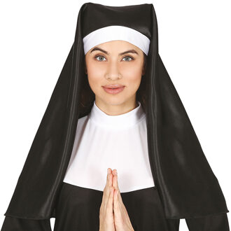 Nonnen hoofdstukje/kapje - zwart/wit - verkleed accessoires - volwassenen