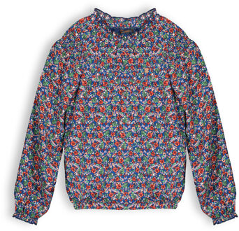 Nono Meisjes blouse floral - Tanily - Ensign blauw - Maat 110