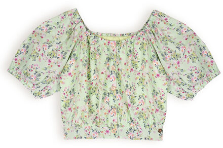 Nono Meisjes blouse floral - Tomas - Spring groen - Maat 122/128