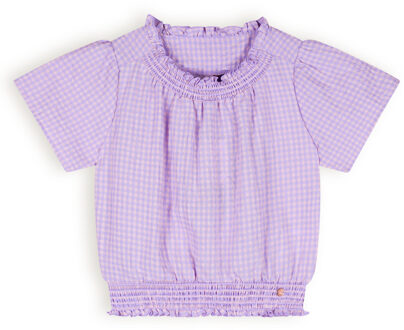 Nono Meisjes blouse geruit - Tyra - Galaxy lilac - Maat 116