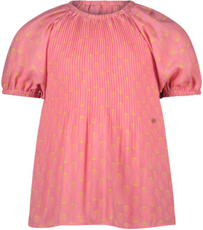 Nono Meisjes blouse plissee - Tila - Perzik blossom - Maat 116