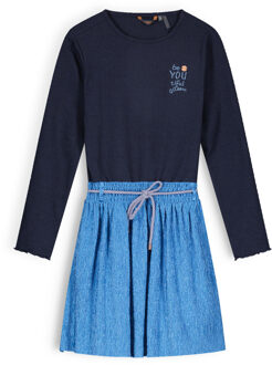 Nono Meisjes jurk mixed - Muriel - Ensign blauw - Maat 122/128