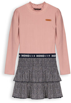 Nono Meisjes jurk mixed roze - Mey - Navy blauw - Maat 110