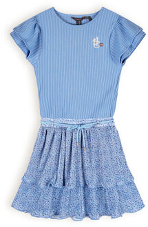 Nono Meisjes jurk plisse - Morly - Parisian blauw - Maat 122/128