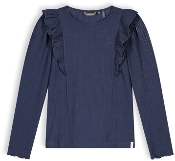 Nono Meisjes shirt jersey rib - Keo - Navy blauw - Maat 134/140