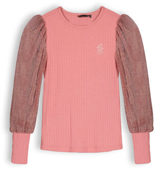 Nono Meisjes shirt jersey rib - Sunset roze - Maat 146/152