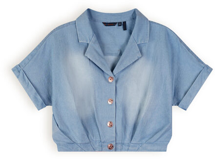 Nono Meisjes spijker blouse cropped - Tara - Denim - Maat 122/128