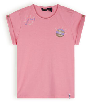 Nono Meisjes t-shirt basic - Kiki - Strawberry roze - Maat 110