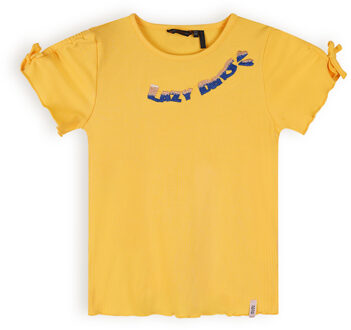 Nono Meisjes t-shirt rib - Kim - Abrikoos - Maat 122/128