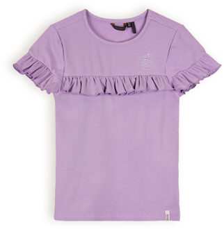 Nono Meisjes t-shirt rib met ruffel - Kovan - Galaxy lilac - Maat 110