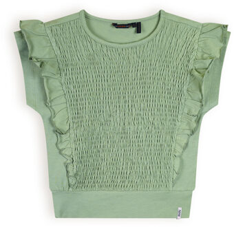 Nono Meisjes t-shirt smock - Kety - Sage groen - Maat 110