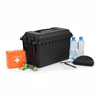 Nood Pakket opberg box kist - waterdicht - kunststof - 36 x 19 x 22 cm - 14 liter