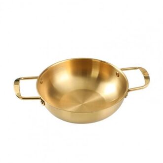 Noodle Pan Handig Dubbel Handvat Rvs Mat Dikke Ramen Pan Voor Keuken Kookgerei Koreaanse Ramen Kimchi Pot gouden M