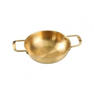 Noodle Pan Handig Dubbel Handvat Rvs Mat Dikke Ramen Pan Voor Keuken Soupiere Avec Couvercle gouden S