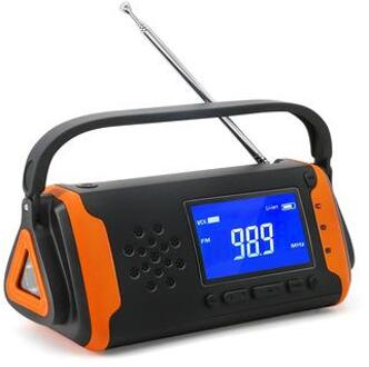 Noodradio op zonne-energie met zaklamp, powerbank - Zwart / Oranje
