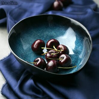 NOOLIM Europese Onregelmatige Fruit Slakom Keramische Blauw Keuken Rijstkom Grote Ramen Soepkom Kleine Thee Cup Servies