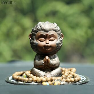 Noolim Paarse Klei Oven Change Leuke Aap Koning Thee Huisdier Keramische Handgemaakte Dier Ornamenten Creatieve Auto Decoratie Ambachten