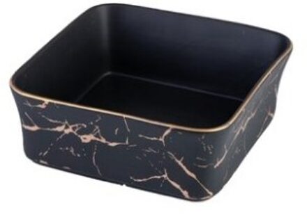 Noord-europese Marmer Patroon Zwart/Wit Keramiek Vierkante Salade Fruitschaal Woondecoratie Servies Fruitschaal/Snack Plaat 1