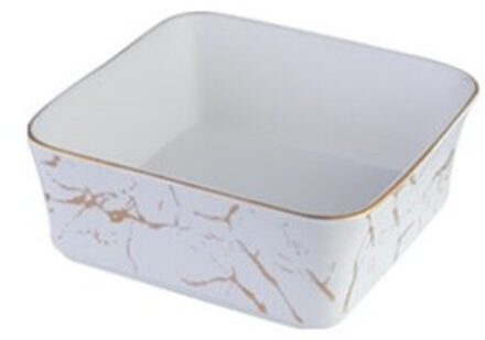 Noord-europese Marmer Patroon Zwart/Wit Keramiek Vierkante Salade Fruitschaal Woondecoratie Servies Fruitschaal/Snack Plaat 2