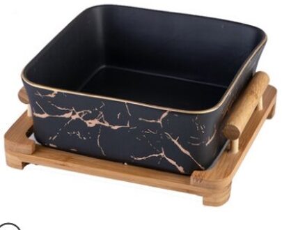 Noord-europese Marmer Patroon Zwart/Wit Keramiek Vierkante Salade Fruitschaal Woondecoratie Servies Fruitschaal/Snack Plaat 3