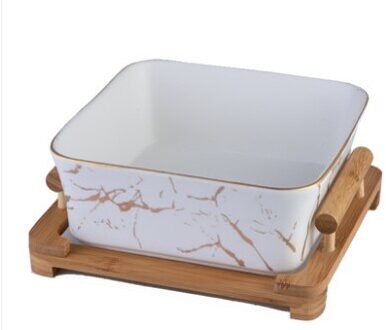 Noord-europese Marmer Patroon Zwart/Wit Keramiek Vierkante Salade Fruitschaal Woondecoratie Servies Fruitschaal/Snack Plaat 4