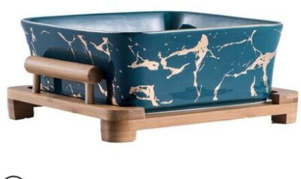 Noord-europese Marmer Patroon Zwart/Wit Keramiek Vierkante Salade Fruitschaal Woondecoratie Servies Fruitschaal/Snack Plaat 5