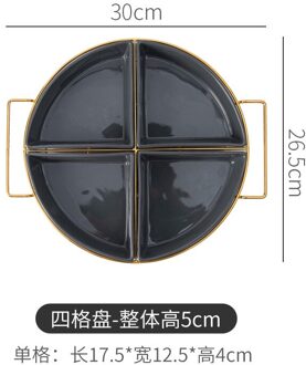 Noord-europese Stijl Keramische Fruitschaal Kleur Glazuur Verdelen Plaat Huishouden Snack Plaat Creatieve Moer Plaat Droog Fruit Box grijs Four rooster