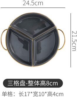 Noord-europese Stijl Keramische Fruitschaal Kleur Glazuur Verdelen Plaat Huishouden Snack Plaat Creatieve Moer Plaat Droog Fruit Box grijs Three Ggrid