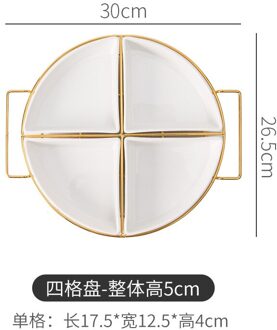 Noord-europese Stijl Keramische Fruitschaal Kleur Glazuur Verdelen Plaat Huishouden Snack Plaat Creatieve Moer Plaat Droog Fruit Box wit Four Squares