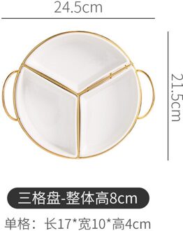 Noord-europese Stijl Keramische Fruitschaal Kleur Glazuur Verdelen Plaat Huishouden Snack Plaat Creatieve Moer Plaat Droog Fruit Box wit Three rooster