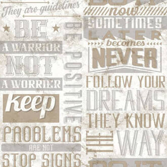 Noordwand Behang Friends & Coffee Words and Letters metallic en beige Multikleur