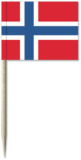 Noorwegen cocktailprikkers - 8 cm - 50x stuks - mini vlaggetjes - landen decoraties Multi