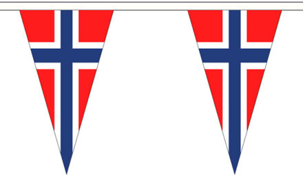 Noorwegen landen punt vlaggetjes - 5 meter - polyester - Landen thema versieringen Rood
