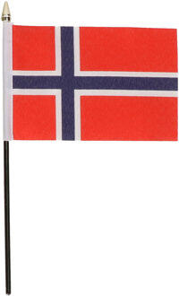 Noorwegen - mini vlaggetje van 10 x 15 cm op stokje - Landen vlag - H27 cm Multi