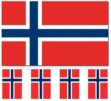 Noorwegen versiering/feestartikelen set - vlag 90 x 150 cm - vlaggenlijn van 300 cm - landen