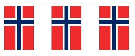 Noorwegen vlaggetjes vlaggenlijn - 300 cm - polyester stof - binnen en buiten - landen versiering Multi