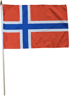 Noorwegen zwaaivlag - Handvlaggetjes - aan stok - 30 x 45 cm - Supporters - Landen versieringen Multi
