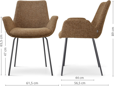 Nora-Eef eetkamerstoel bruin blend - zwart onderstel