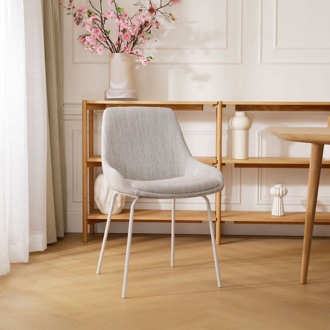 Nora-Isa eetkamerstoel beige gemêleerd - wit onderstel