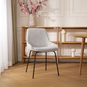 Nora-Isa eetkamerstoel beige gemêleerd - zwart onderstel
