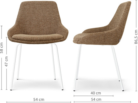 Nora-Isa eetkamerstoel bruin blend - wit onderstel