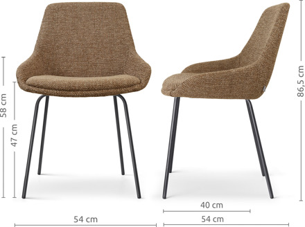 Nora-isa eetkamerstoel bruin blend - zwart onderstel