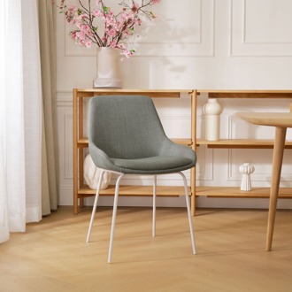 Nora-Isa eetkamerstoel saliegroen - wit onderstel