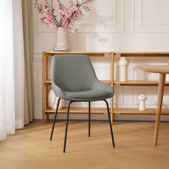 Nora-Isa eetkamerstoel saliegroen - zwart onderstel