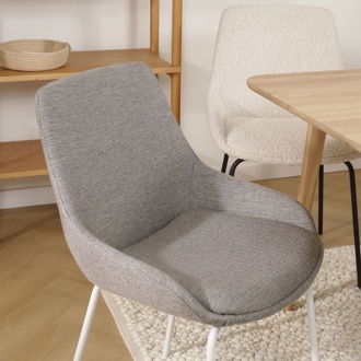 Nora-Isa eetkamerstoel warm grijs - wit onderstel