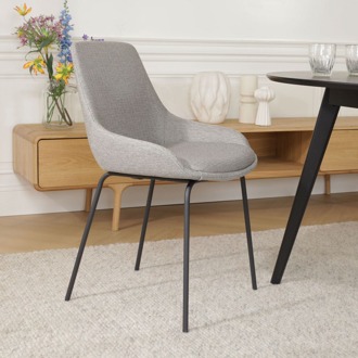 Nora-Isa eetkamerstoel warm grijs - zwart onderstel