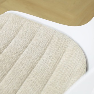 Nora-Liv eetkamerstoel wit met naturelbeige zitkussen - wit onderstel