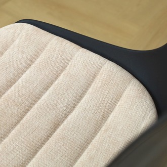 Nora-Liv eetkamerstoel zwart met naturelbeige zitkussen - zwart onderstel