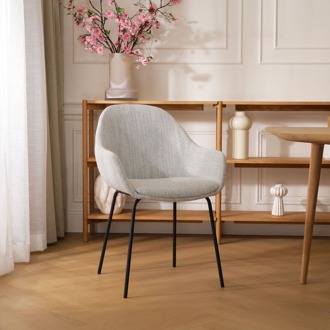Nora-Mae eetkamerstoel beige gemêleerd - zwart onderstel
