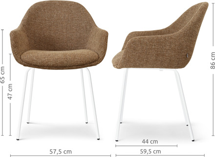Nora-Mae eetkamerstoel bruin blend - wit onderstel